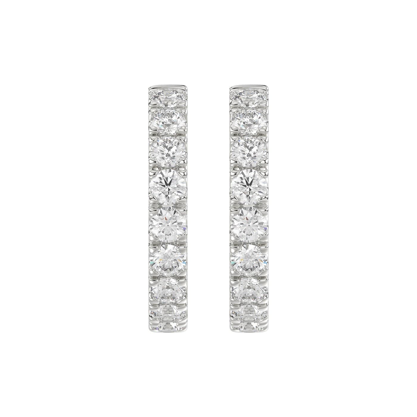 Diamond hoop earrings in white gold, profil view
