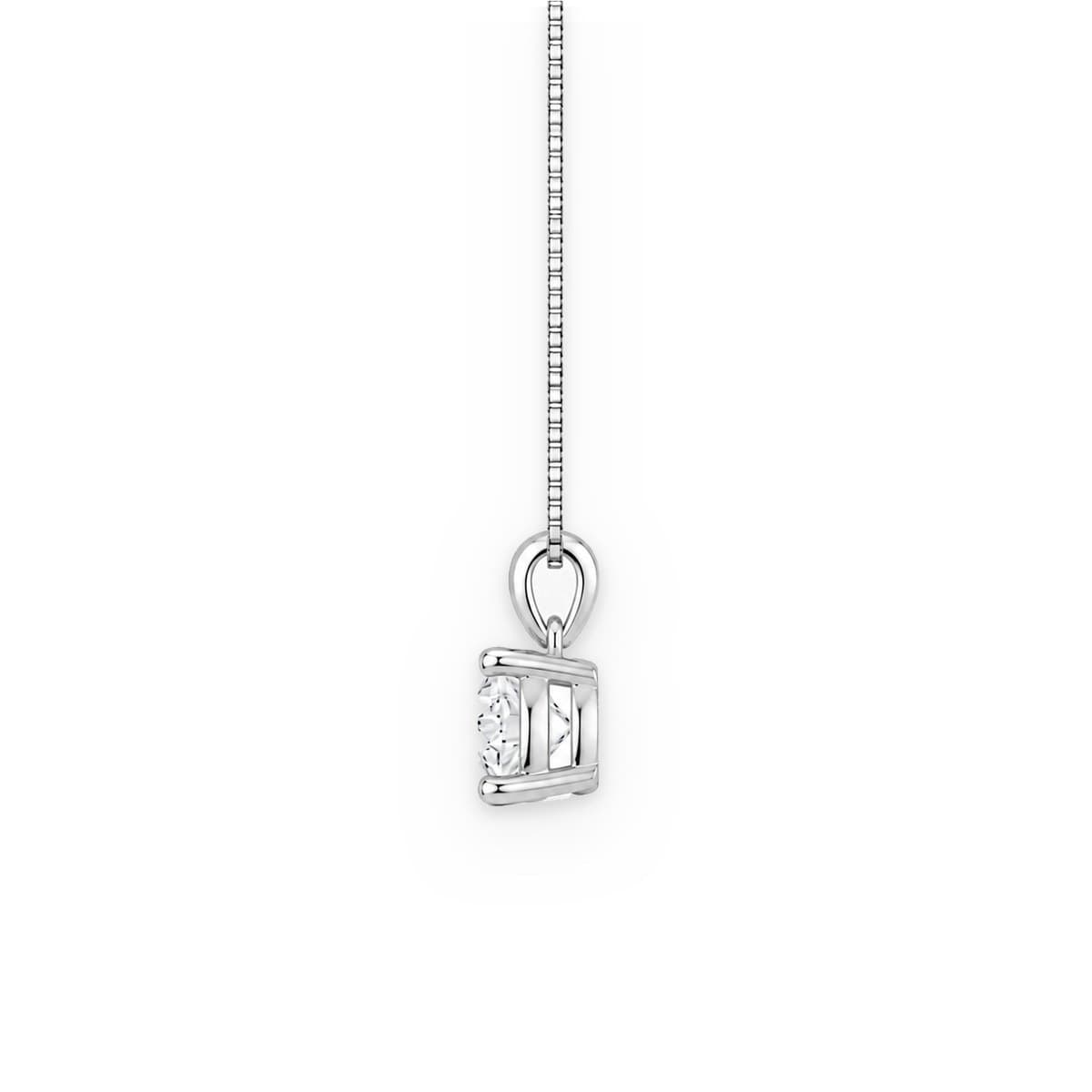 Diamond necklace in white gold, profile view