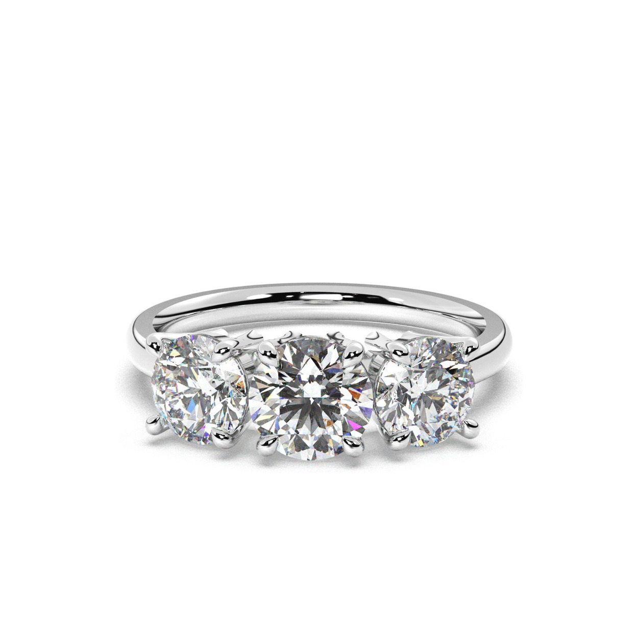 Three stone diamond ring in white gold